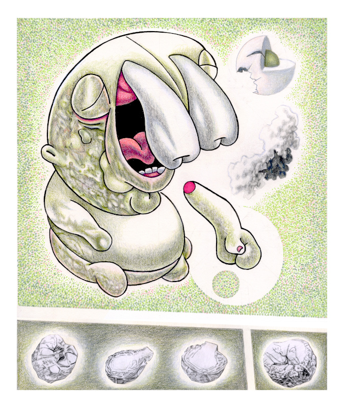 Bipolar Molar (10.75" x 12.75" mixed media on paper)